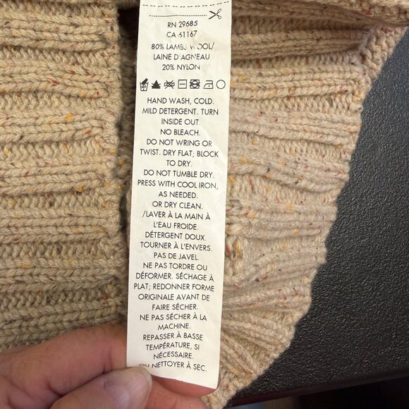 Pendleton Cable Knit Lambs Wool Hooded Sweater Jacket Zip Front Oatmeal Size LRG - Picture 9 of 12